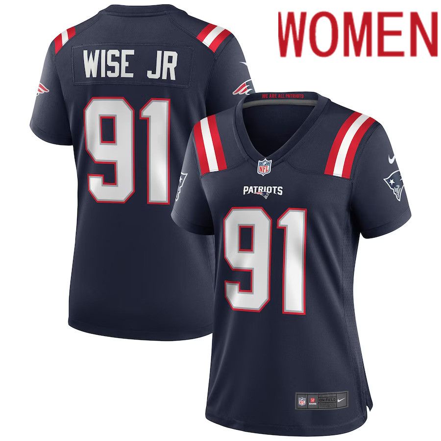 Women New England Patriots #91 Deatrich Wise Jr. Nike Navy Game NFL Jersey->women nfl jersey->Women Jersey